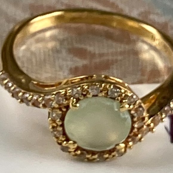 PA vermeil blue chalcedony ring with CZ gems - Picture 8 of 9